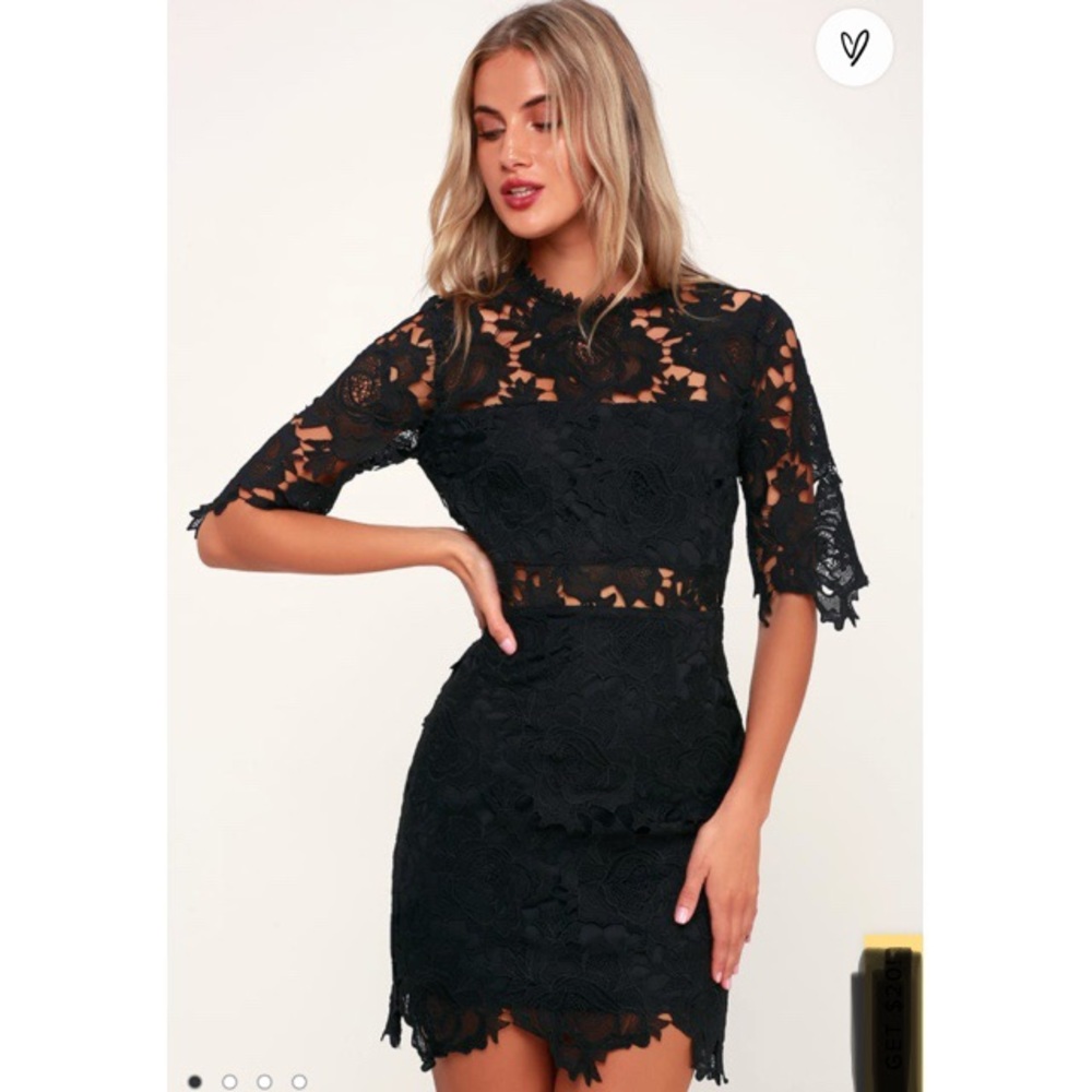 COPY - A Fine Romance Black Lace Sheath Dress